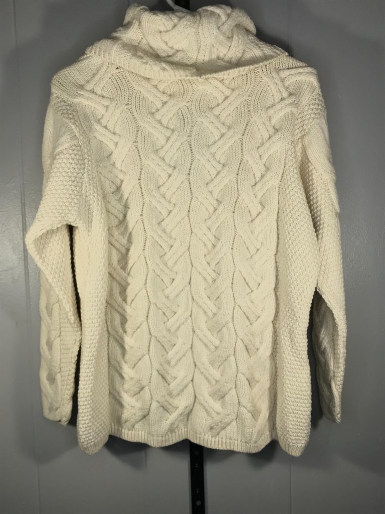 Nwt Aran Woollen Mills Super Soft Merino Cable-Knit Sweater Ivory Cowl Neck Xl — image 2 of 5